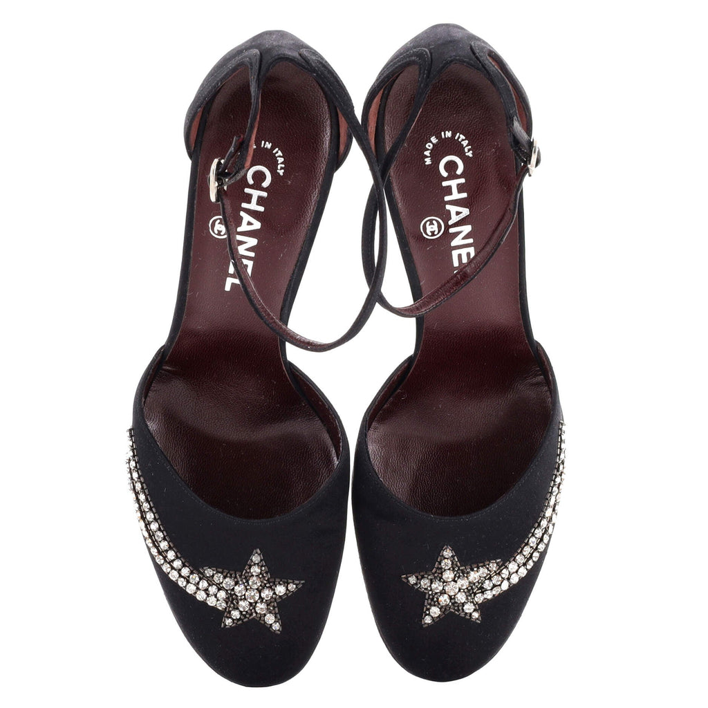 Women's Shooting Star Slingback Pumps Satin with Crystals