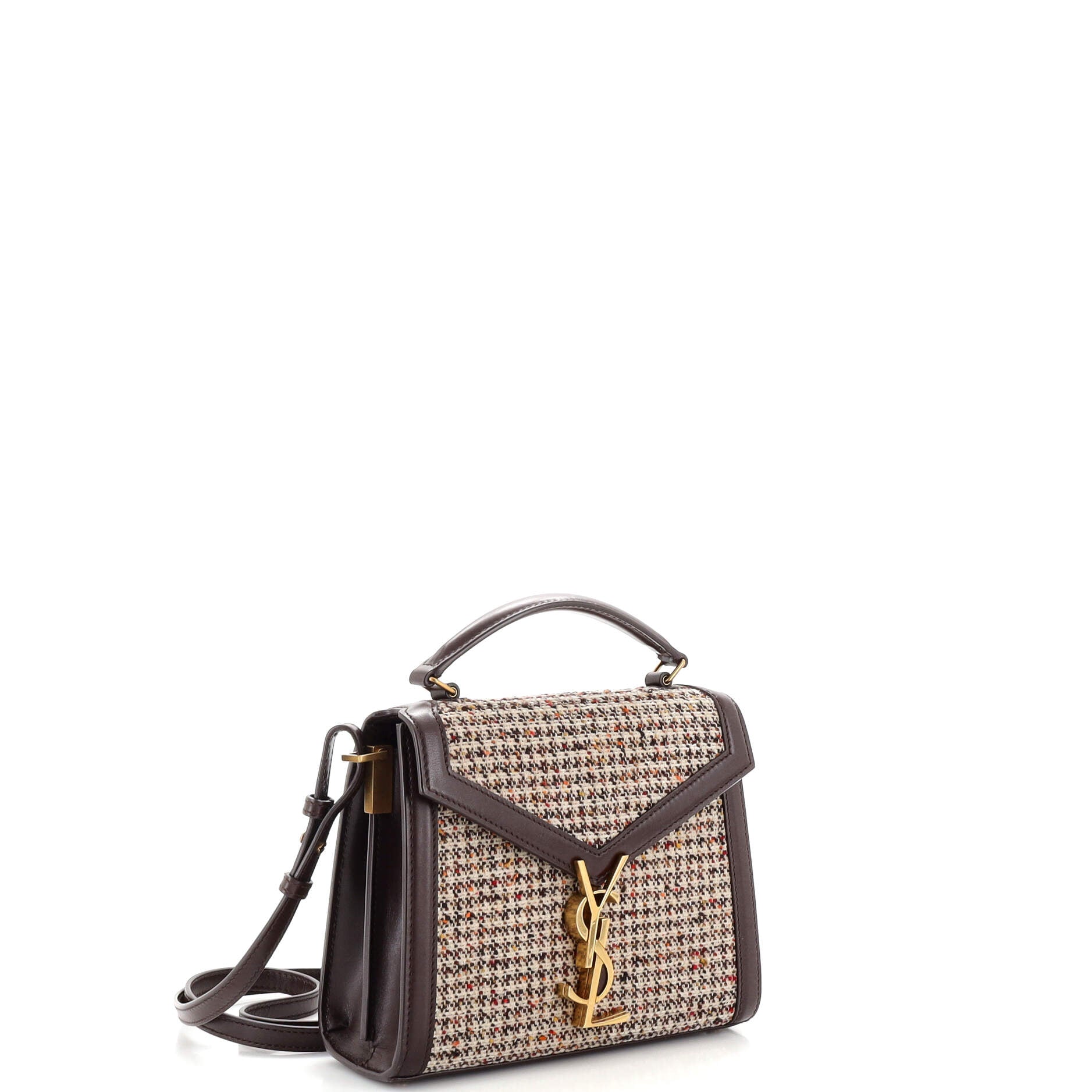 Cassandra Top Handle Bag Tweed with Leather Mini