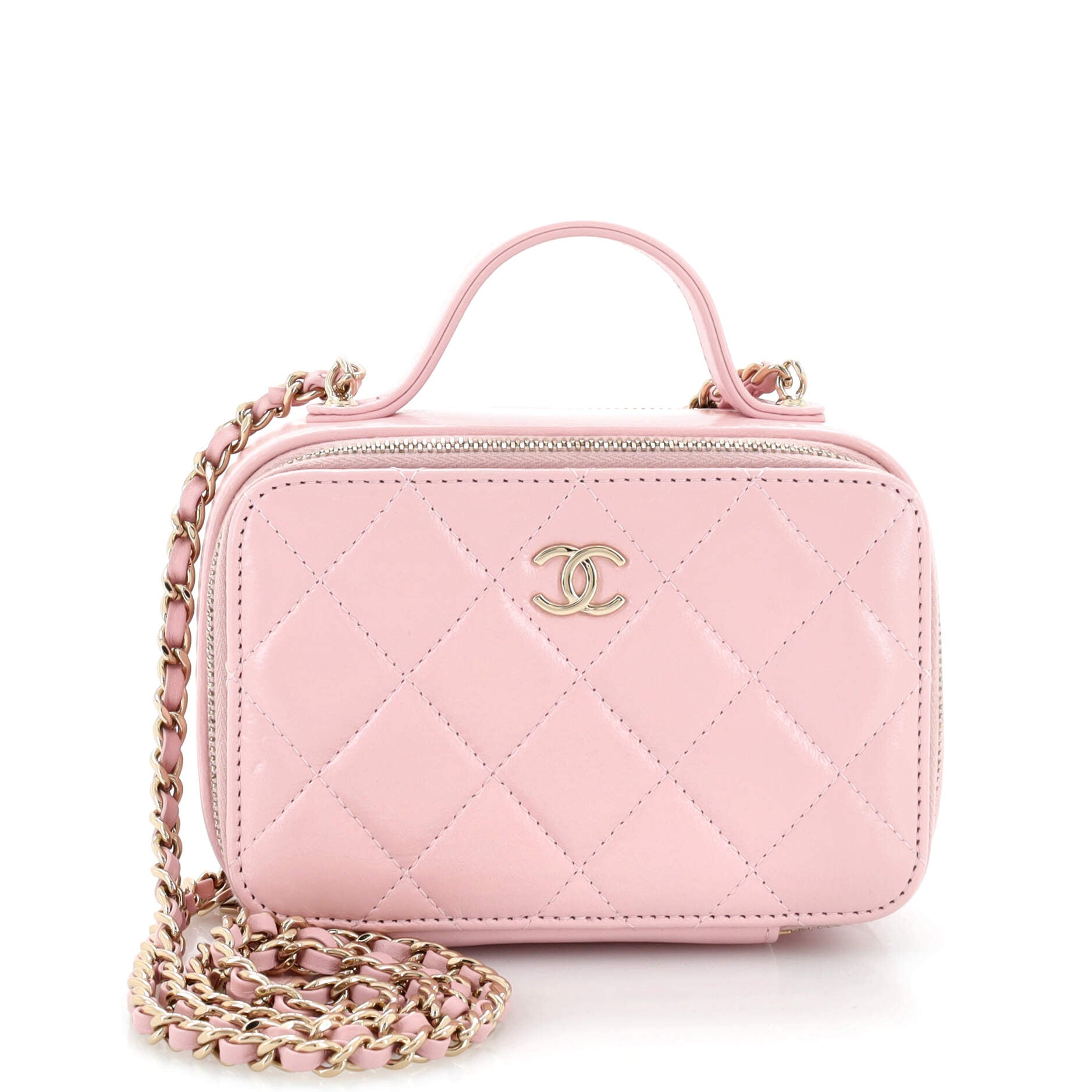 Double Zip CC Vanity Case Quilted Glazed Calfskin Mini