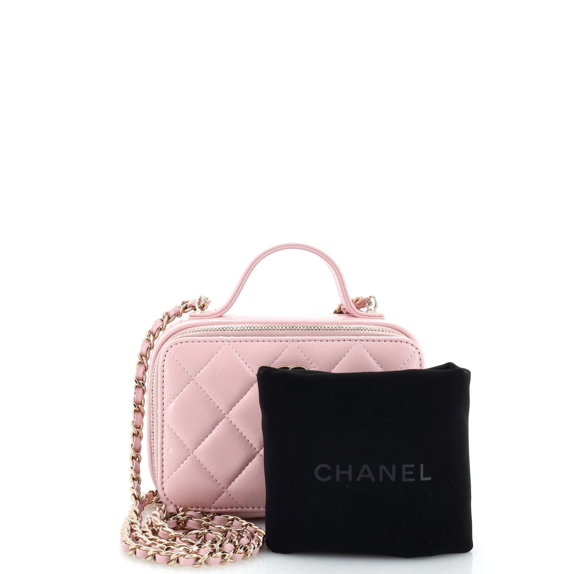 Double Zip CC Vanity Case Quilted Glazed Calfskin Mini