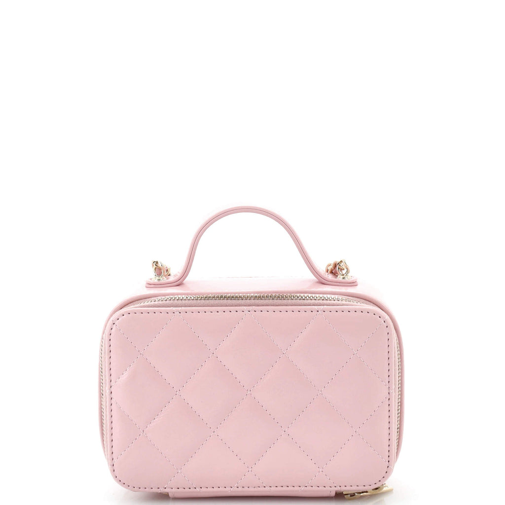 Double Zip CC Vanity Case Quilted Glazed Calfskin Mini