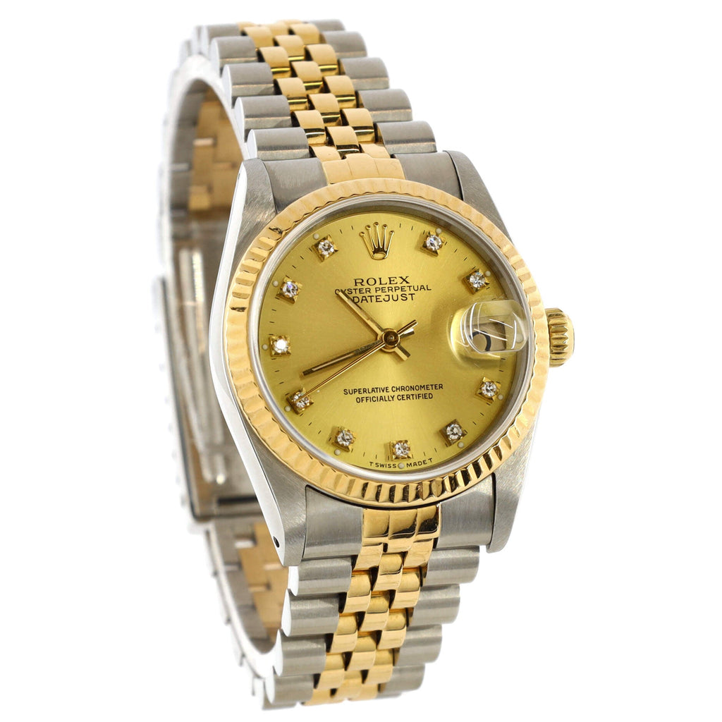 Oyster Perpetual Datejust Automatic Watch Stainless Steel and Yellow Gold with Diamond Markers 31