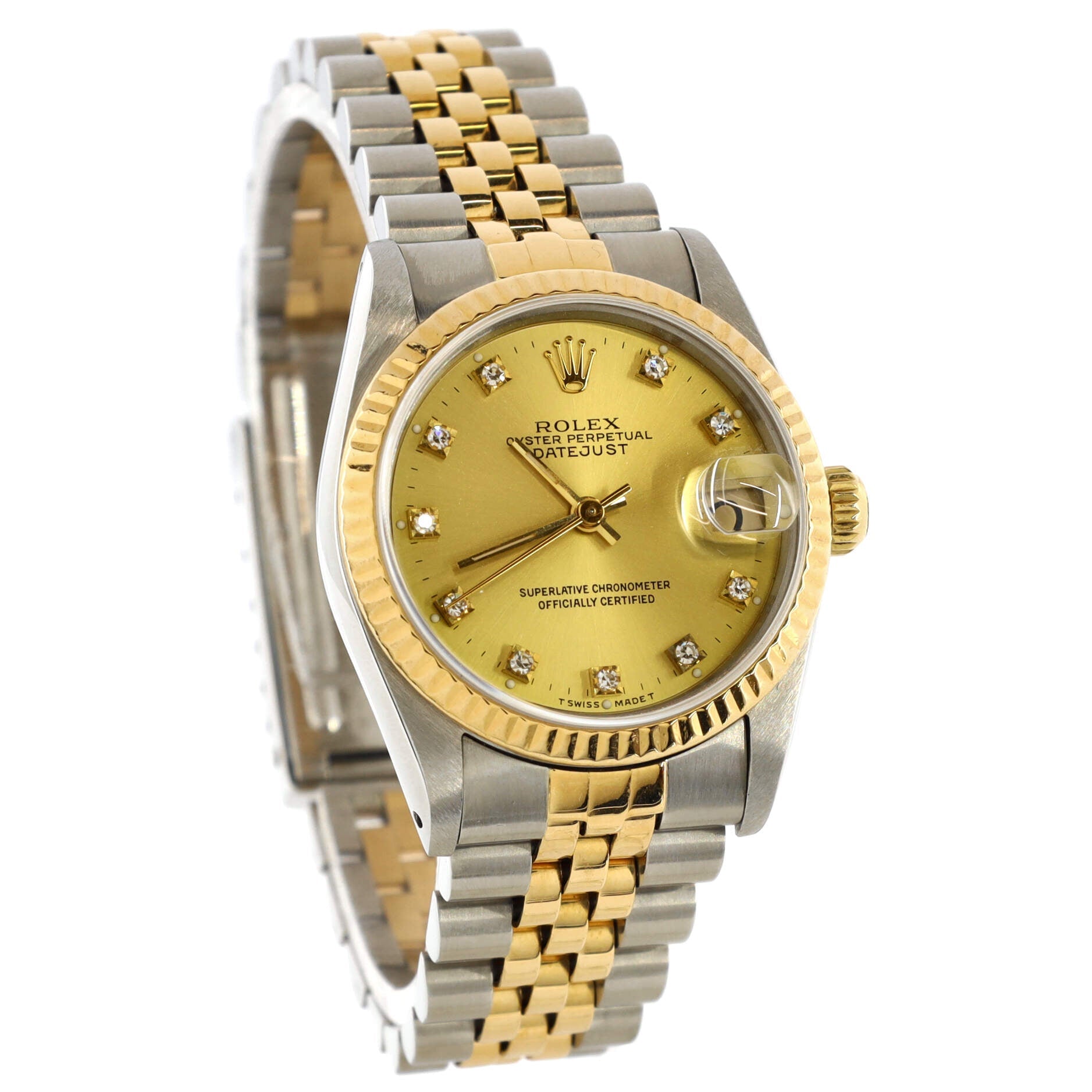 Oyster Perpetual Datejust Automatic Watch Stainless Steel and Yellow Gold with Diamond Markers 31