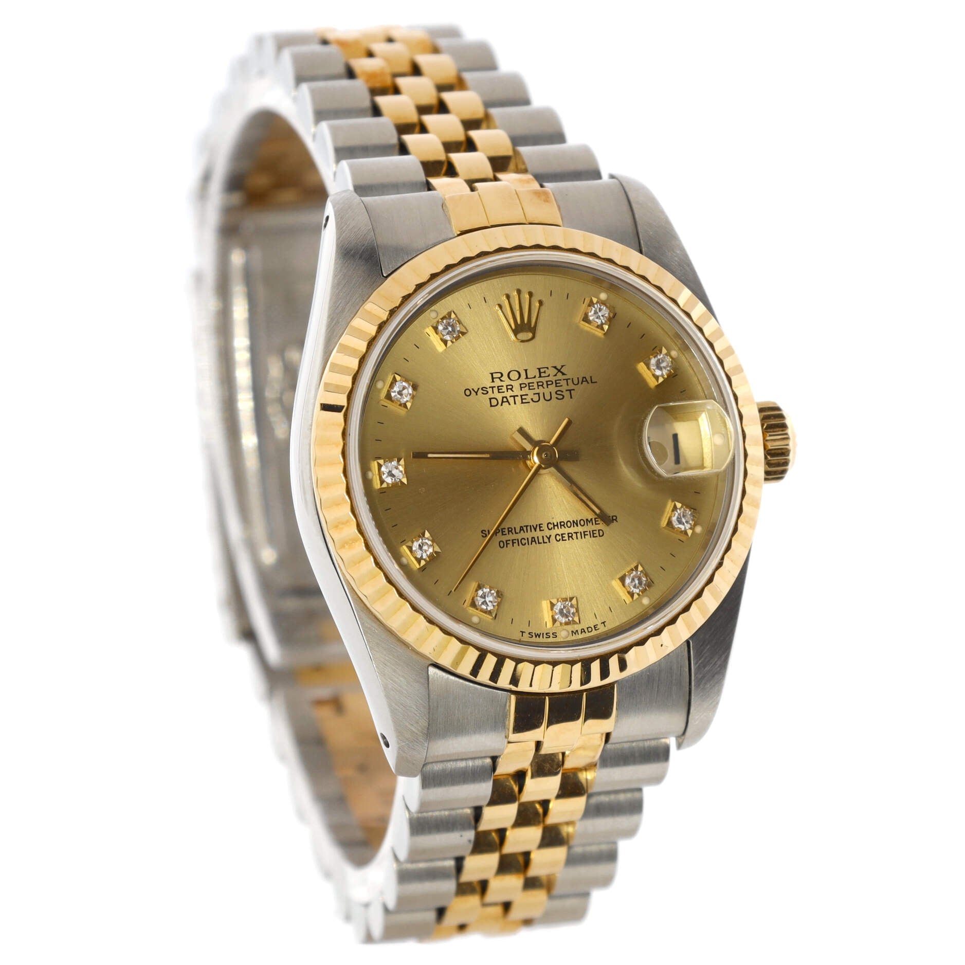 Oyster Perpetual Datejust Automatic Watch Stainless Steel and Yellow Gold with Diamond Markers 31