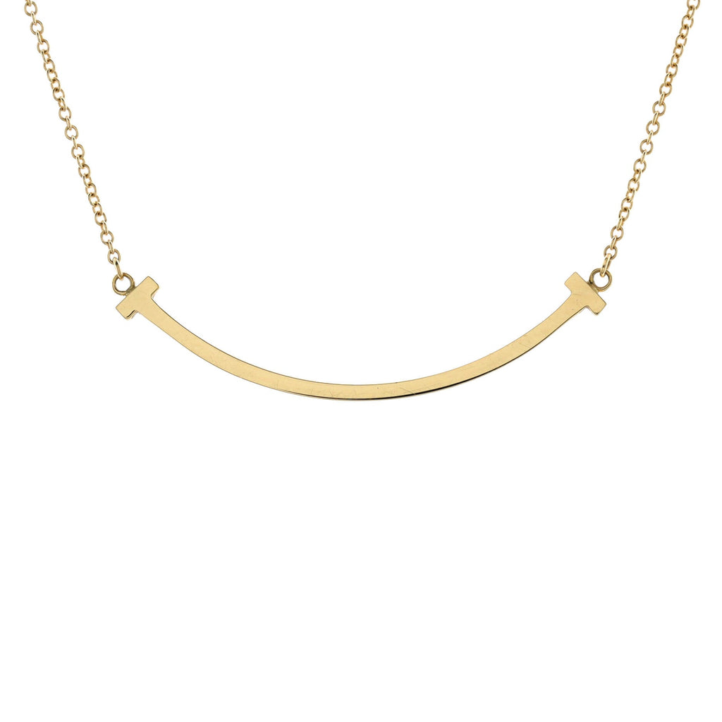 T Smile Pendant Necklace 18K Yellow Gold Small