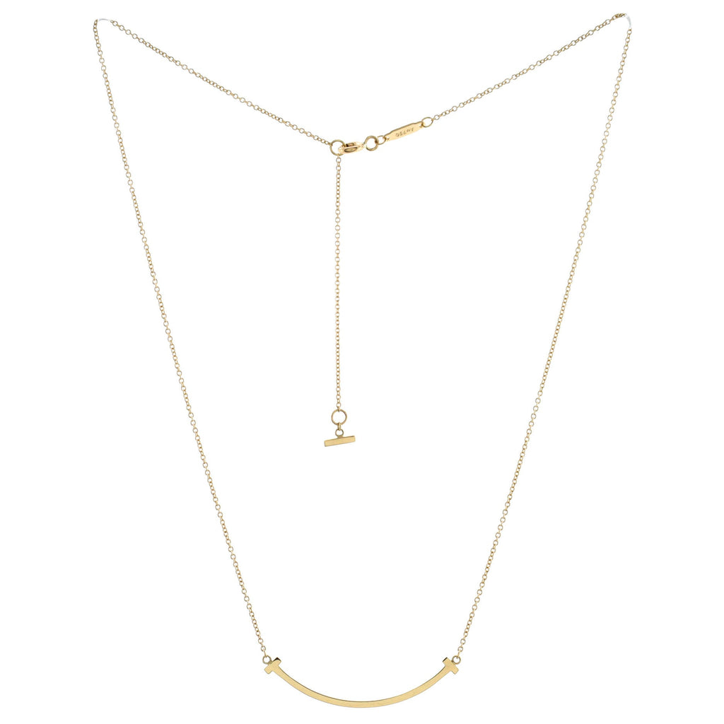 T Smile Pendant Necklace 18K Yellow Gold Small