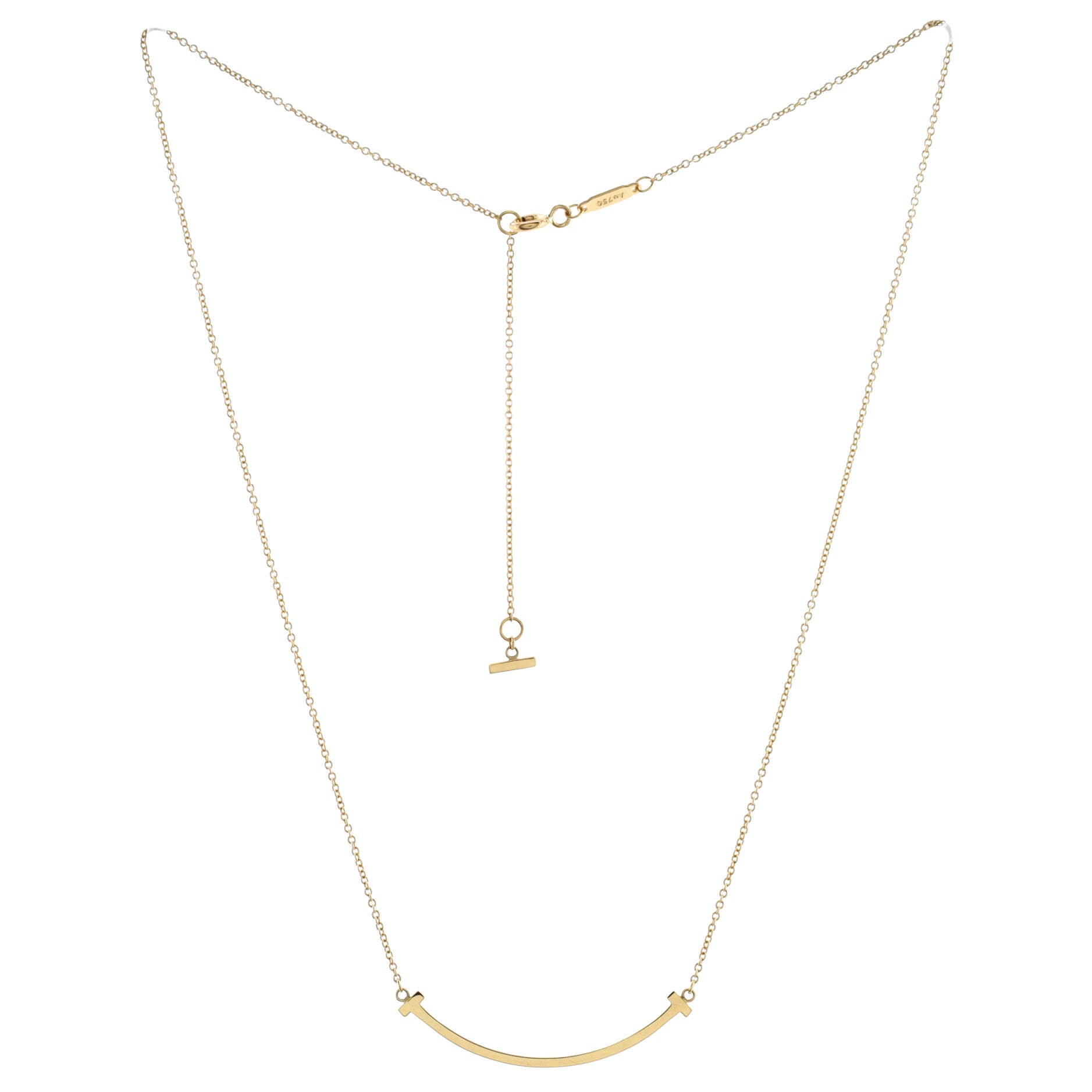 T Smile Pendant Necklace 18K Yellow Gold Small