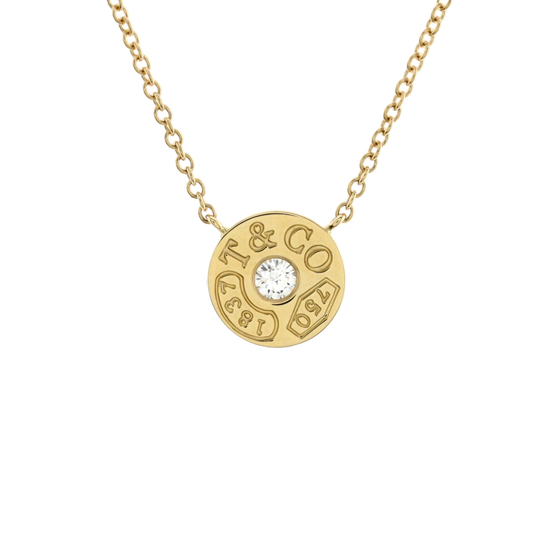 1837 Circle Pendant Necklace 18K Yellow Gold with Diamond