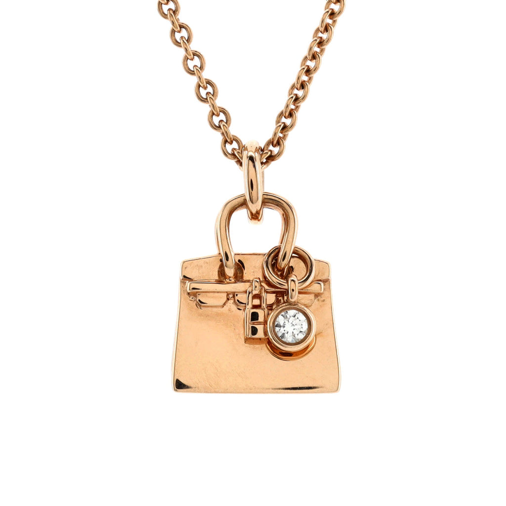 Birkin Amulette Pendant Necklace 18K Rose Gold with Diamond