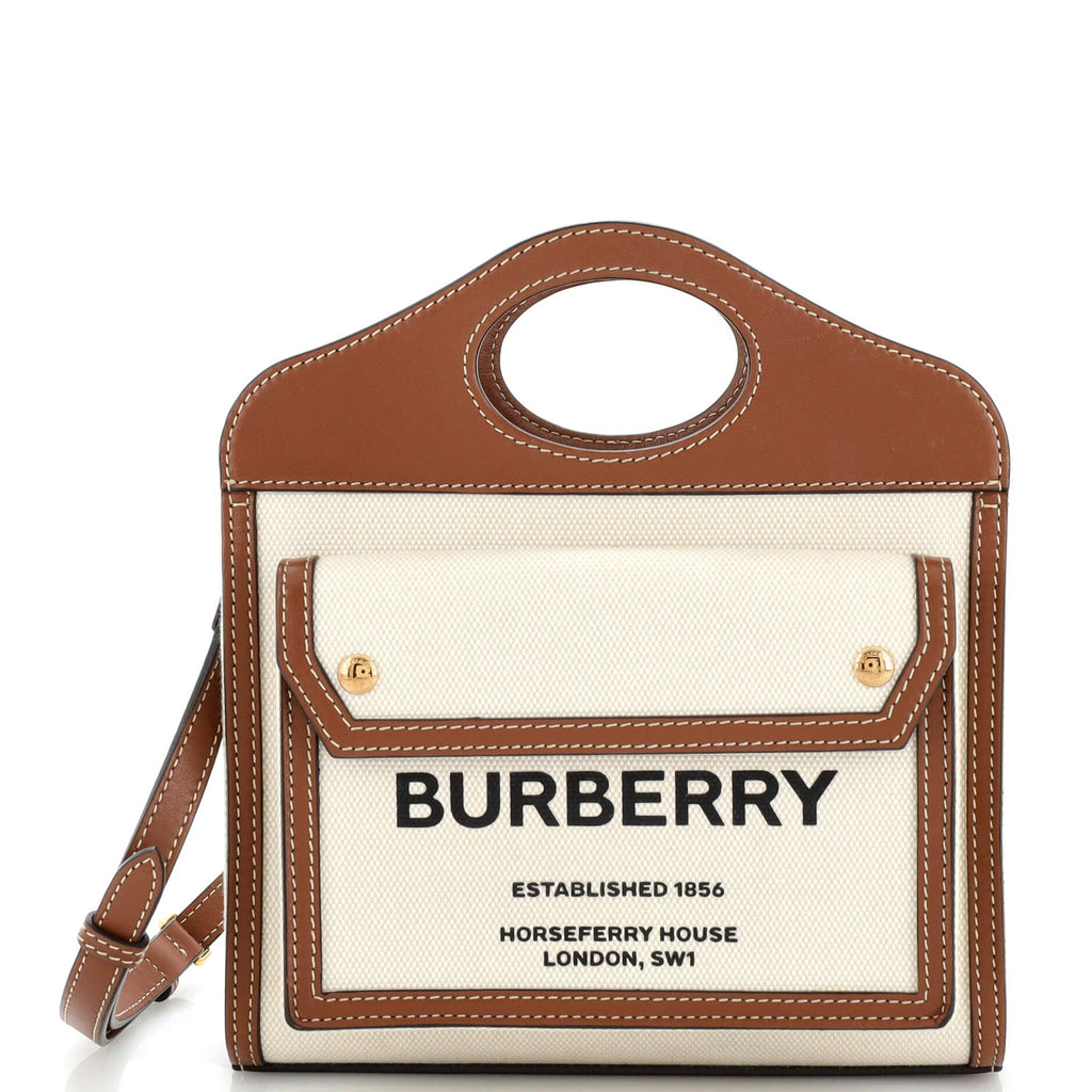Logo Pocket Tote Canvas with Leather Mini