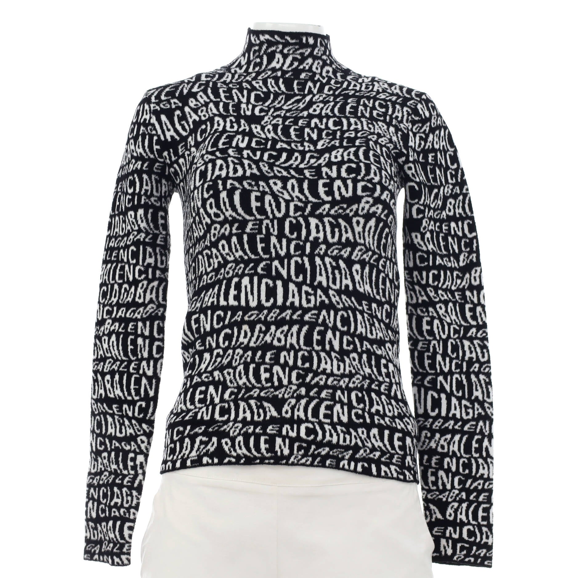 Women's All Over Logo Turtleneck Sweater Viscose and Polyamide Blend