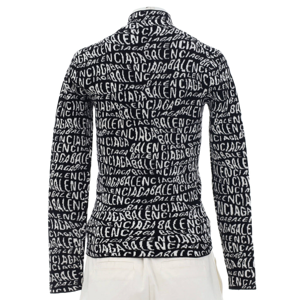 Women's All Over Logo Turtleneck Sweater Viscose and Polyamide Blend