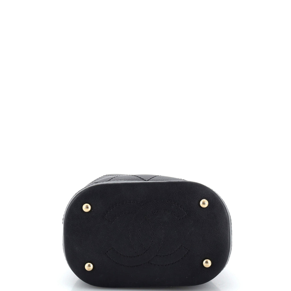 CC Drawstring Bucket Bag Quilted Calfskin Mini