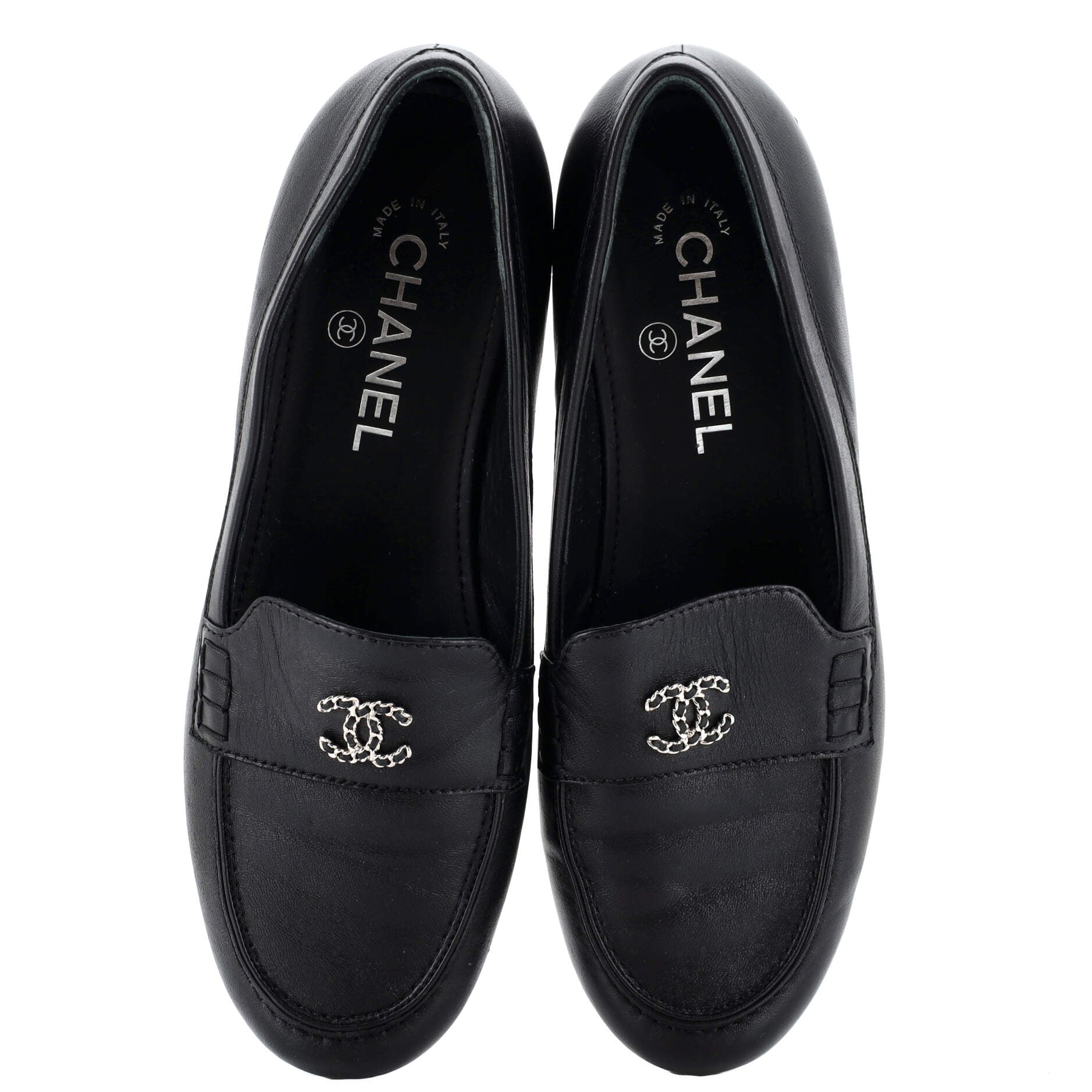 Women's CC Chain Mocassin Loafers Leather
