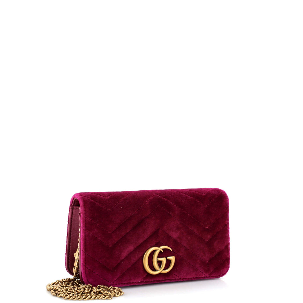 GG Marmont Chain Flap Bag Matelasse Velvet Mini