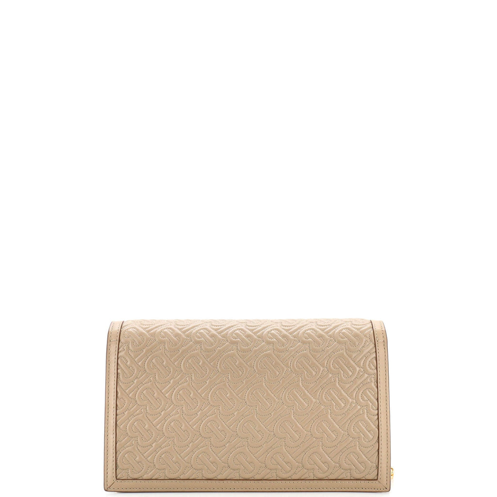 TB Envelope Chain Clutch Monogram Embossed Leather Small