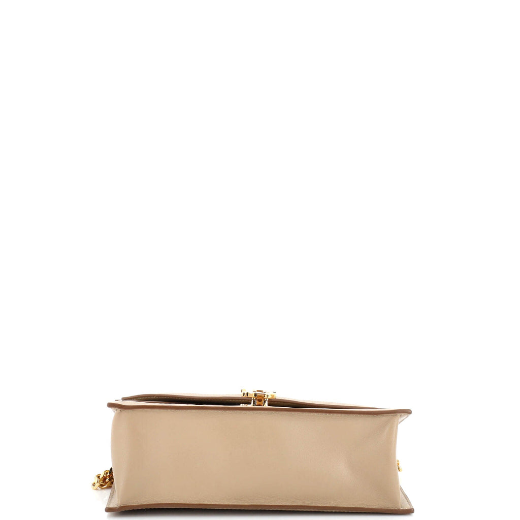 TB Envelope Chain Clutch Monogram Embossed Leather Small