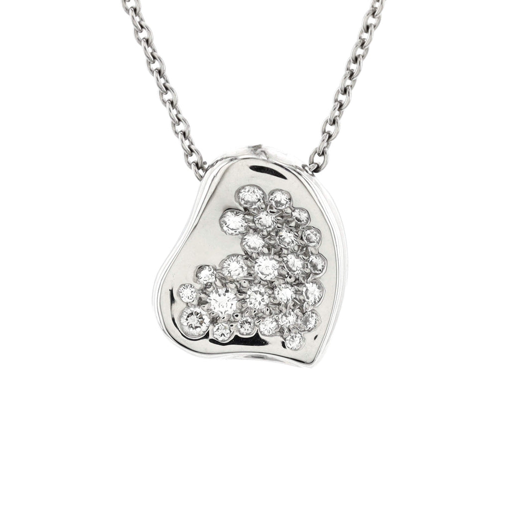 Elsa Peretti Full Heart Pendant Necklace Platinum with Pave Diamonds