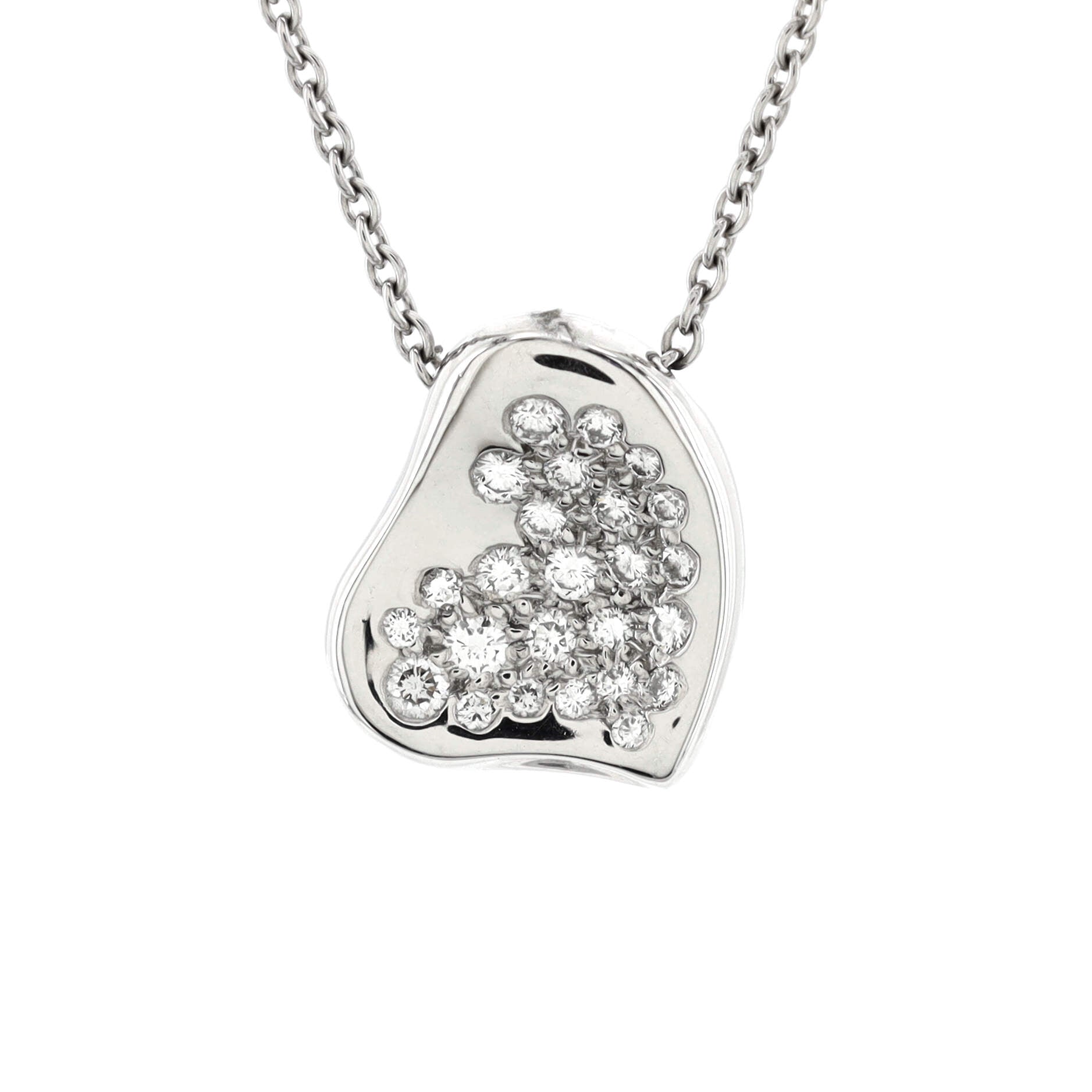Elsa Peretti Full Heart Pendant Necklace Platinum with Pave Diamonds