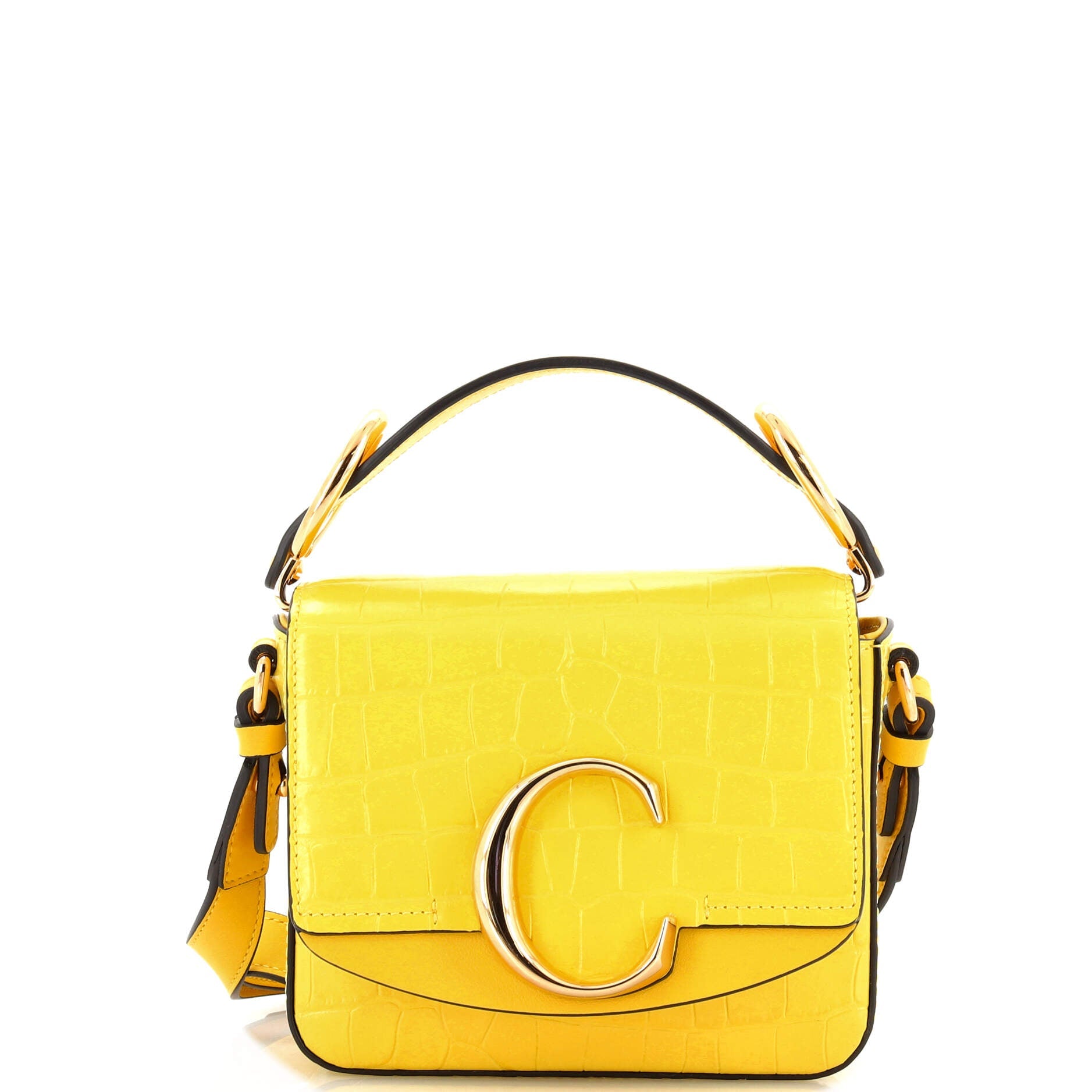 C Flap Bag Crocodile Embossed Leather Mini