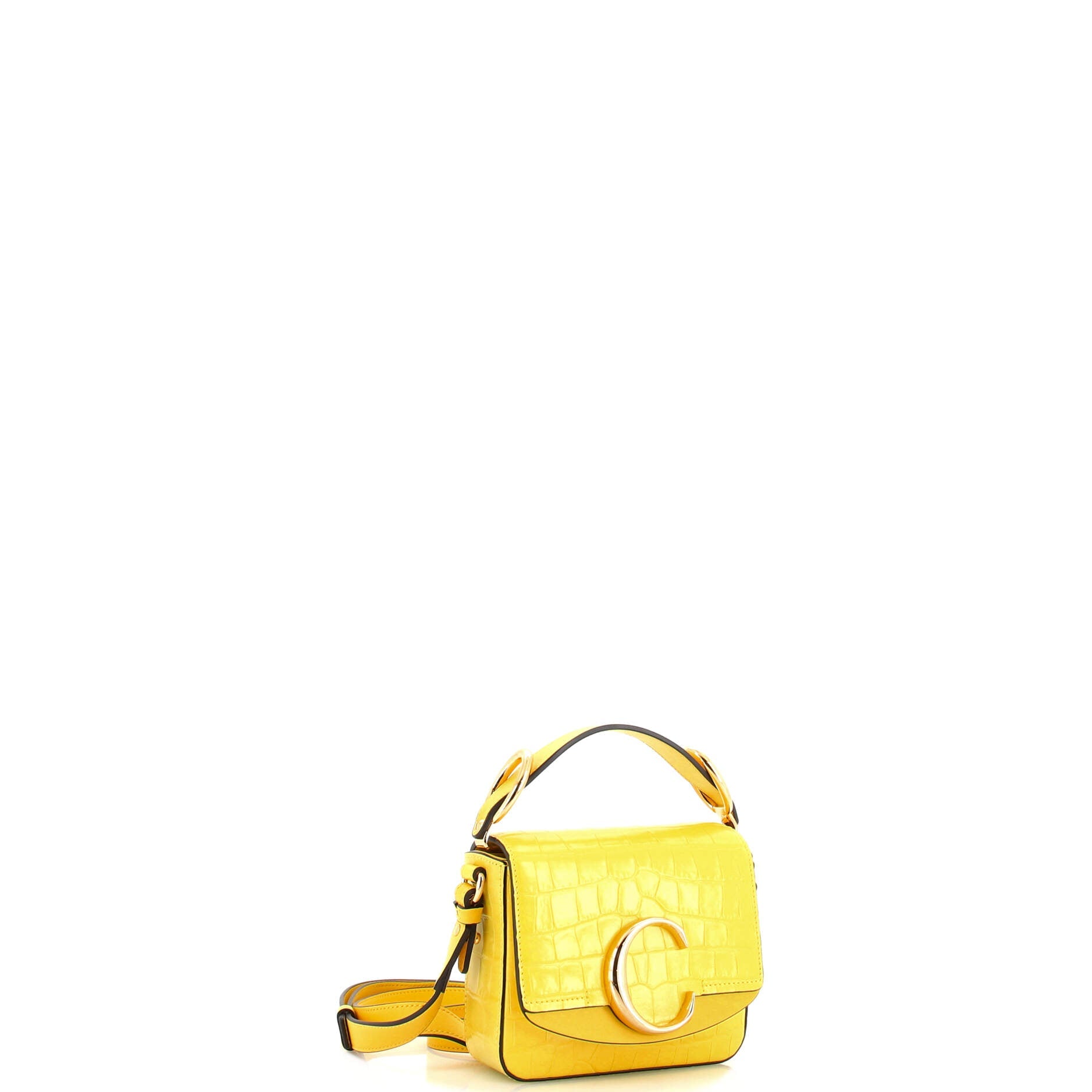 C Flap Bag Crocodile Embossed Leather Mini