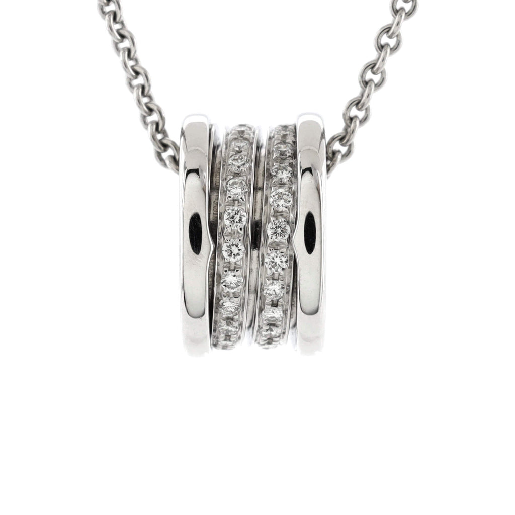 B.Zero1 Pendant Necklace 18K White Gold with Diamonds
