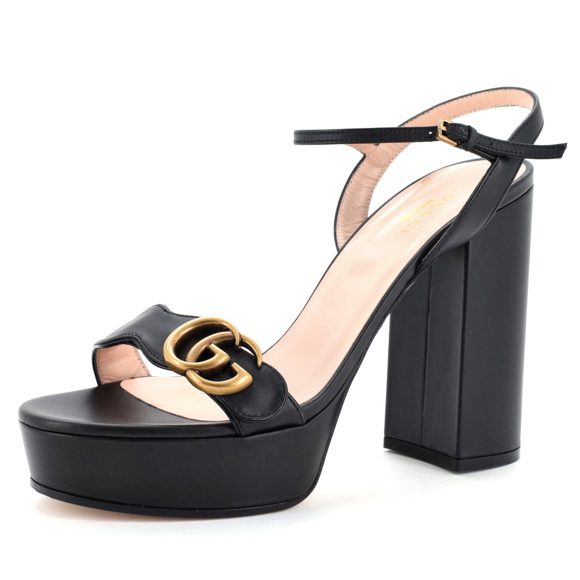 Women's GG Marmont Block Heel Sandals Leather
