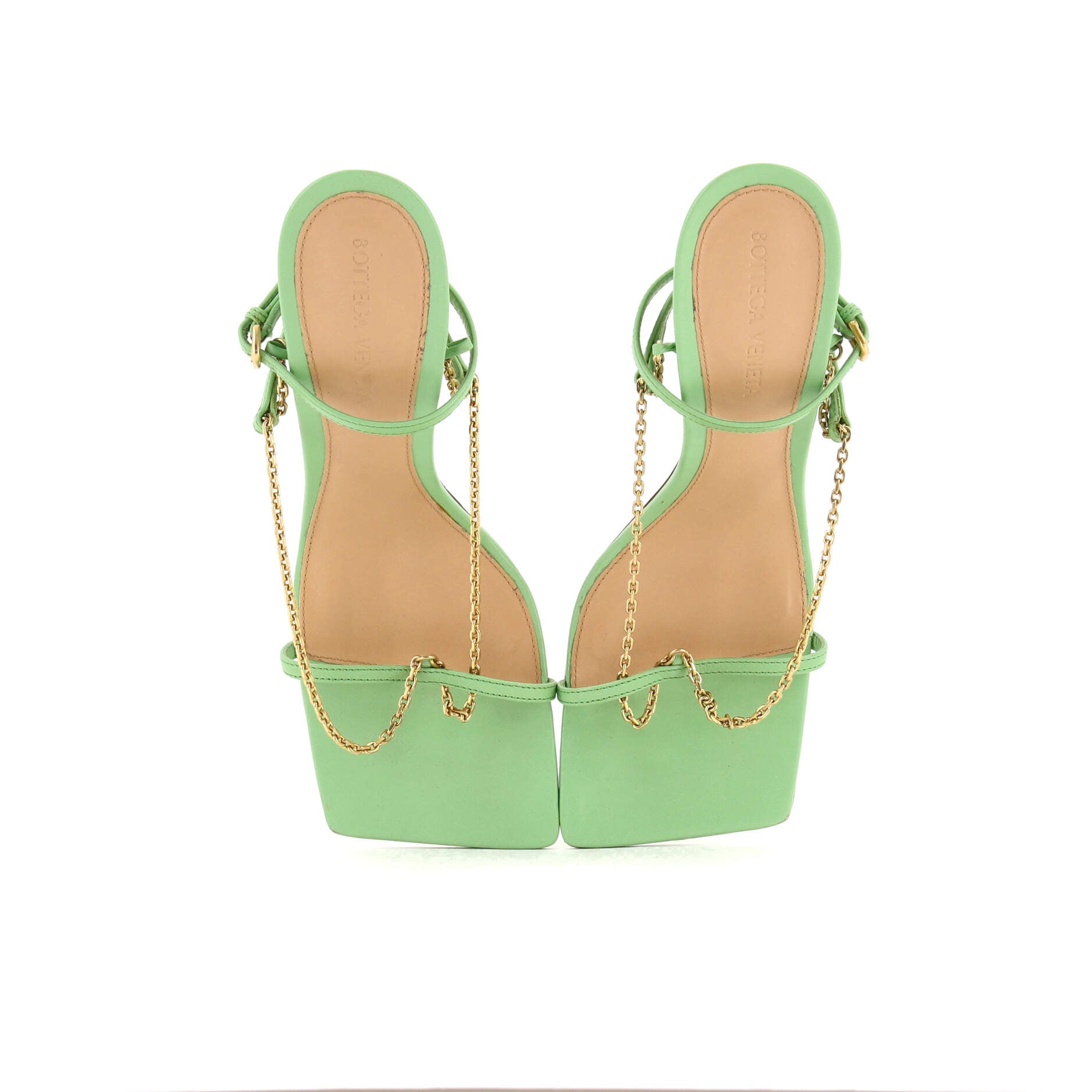 Women's Stretch Strap Chain Heels Leather