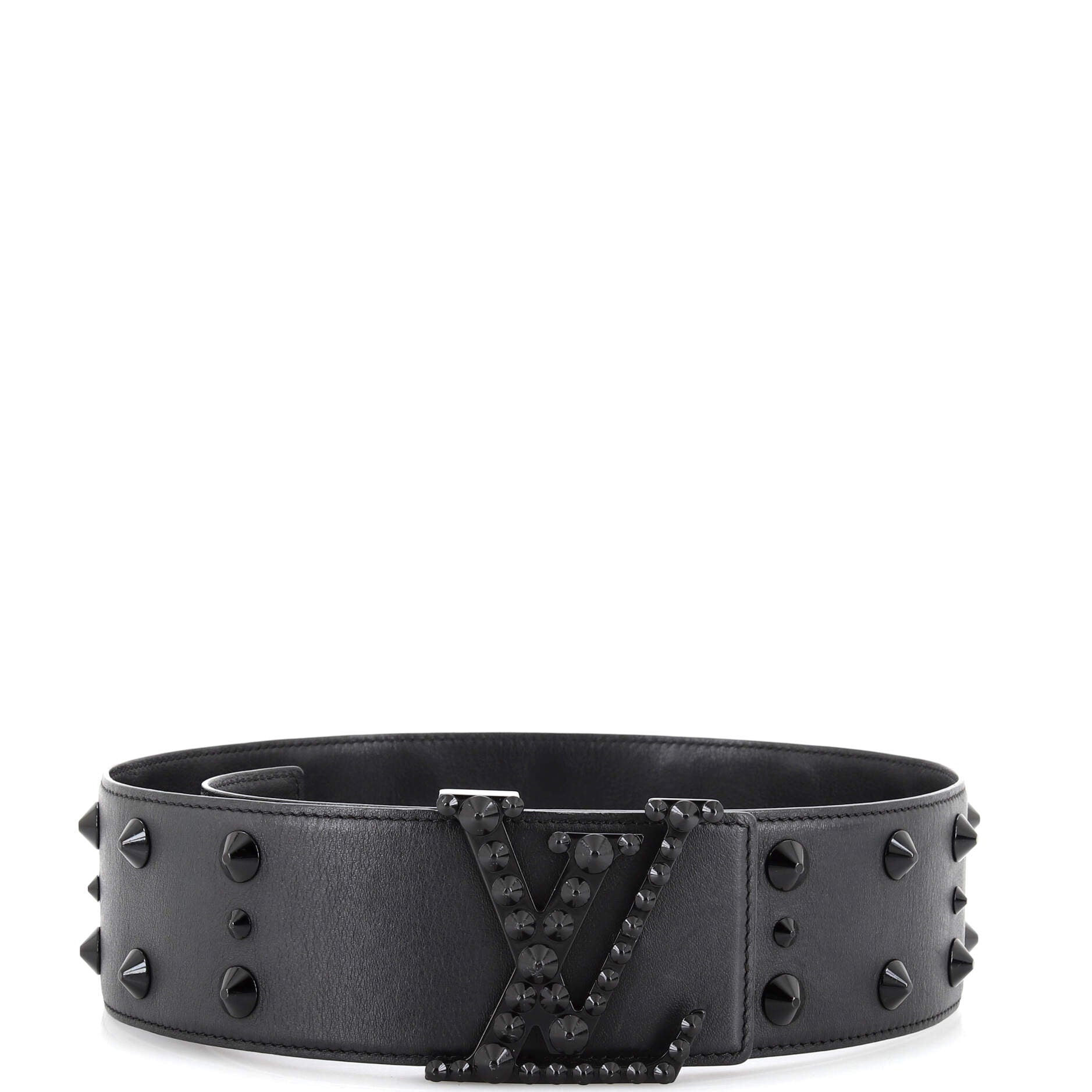 LV Initiales Clous Belt Studded Leather Extra Wide 75