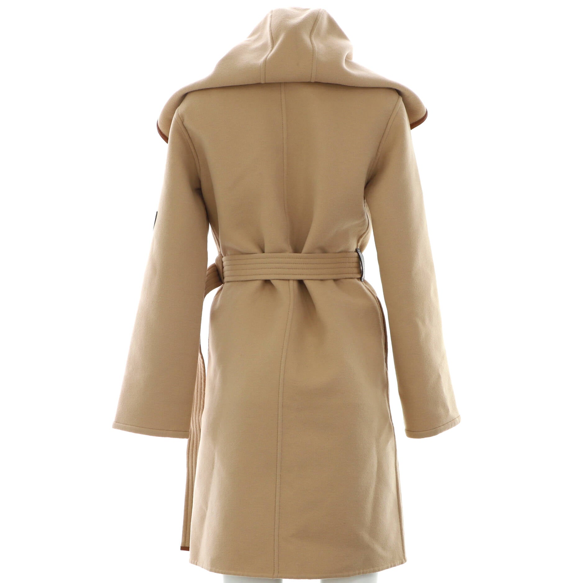Women's Reversible Hooded Belted Wrap Coat Monogram Wool Blend