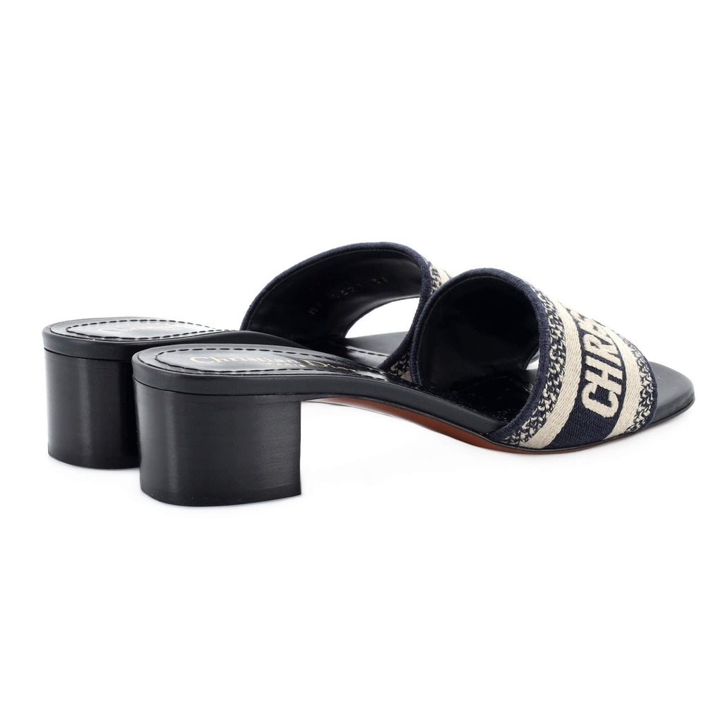 Women's Dway Block Heeled Sandals Embroidered Canvas