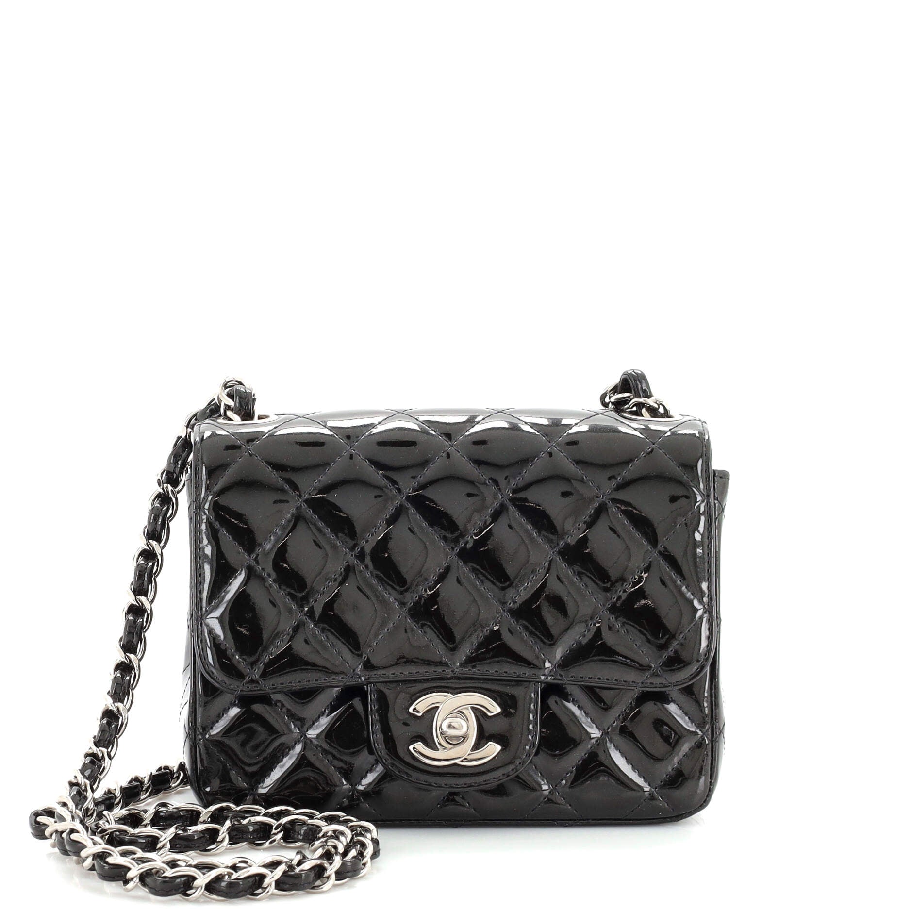Square Classic Single Flap Bag Quilted Patent Mini