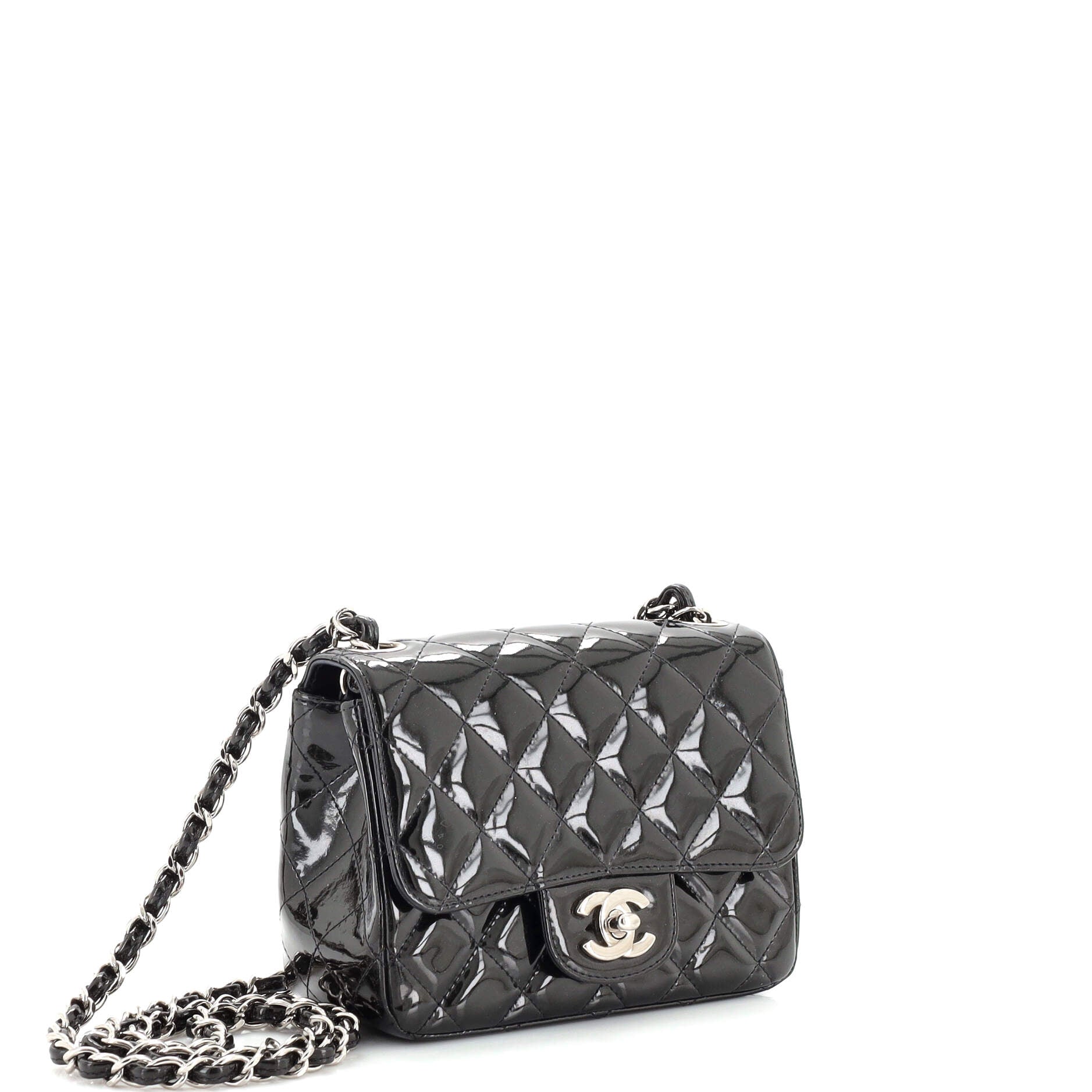 Square Classic Single Flap Bag Quilted Patent Mini
