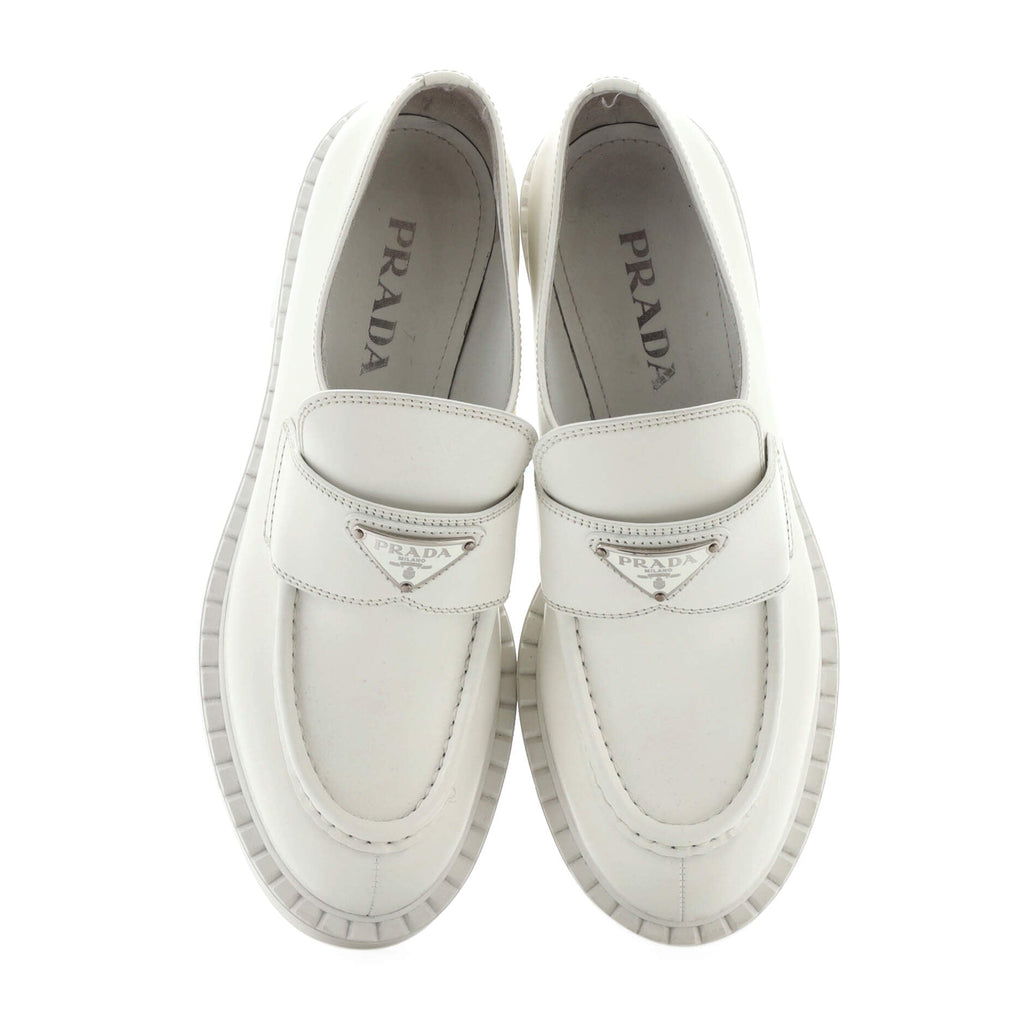 Women's Triangle Logo Loafers Spazzolato Leather