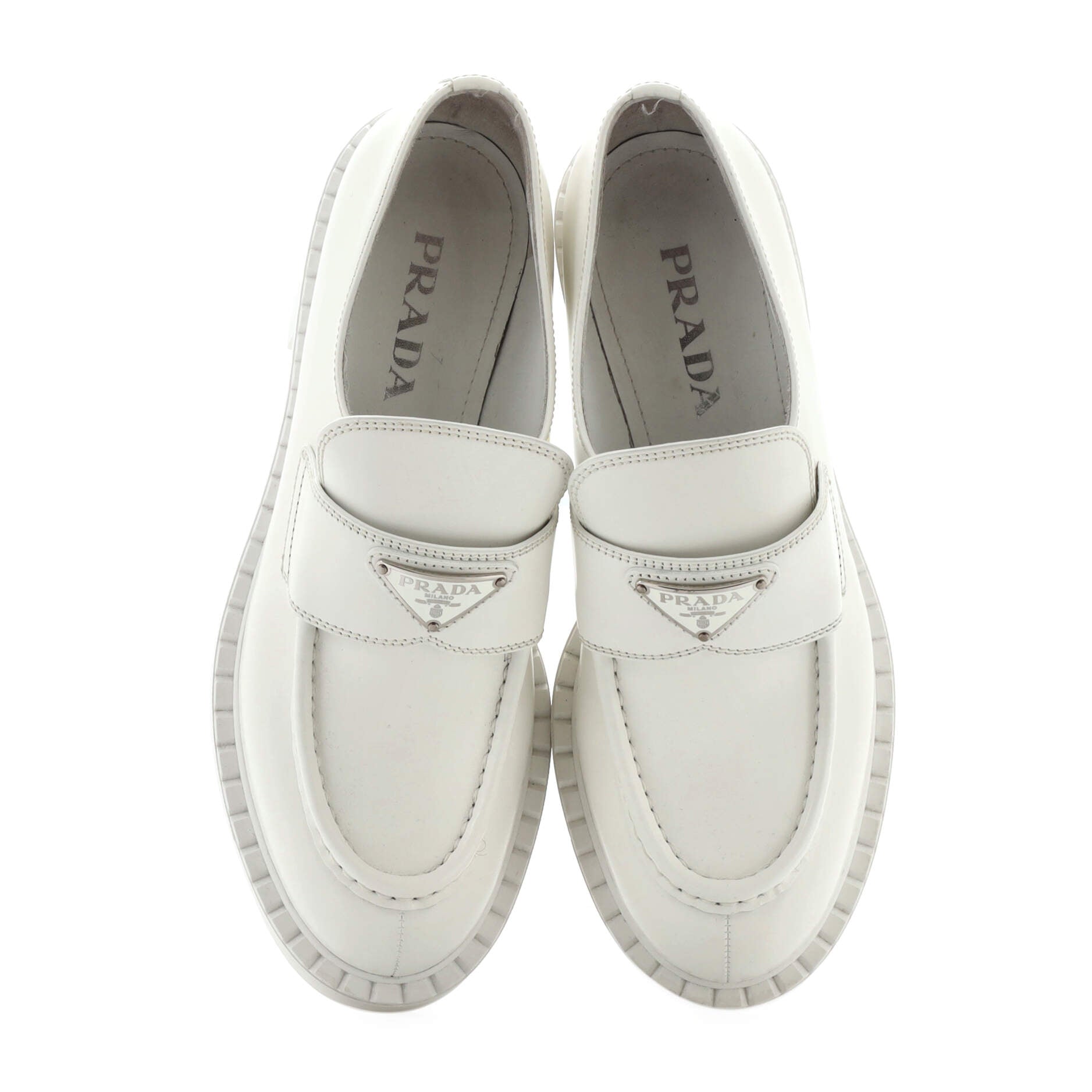 Women's Triangle Logo Loafers Spazzolato Leather