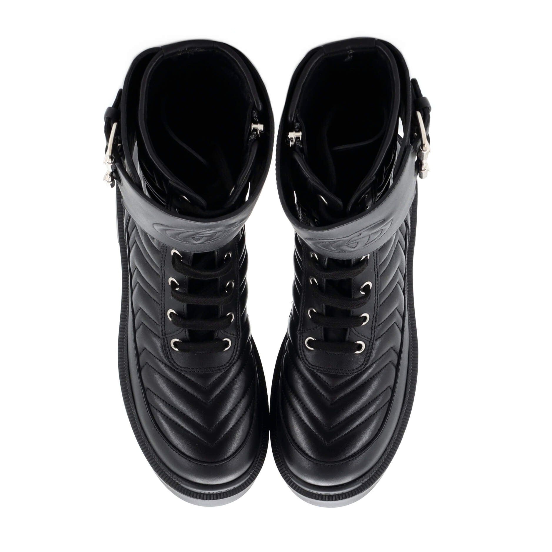 Women's GG Marmont Platform Combat Boots Matelasse Leather