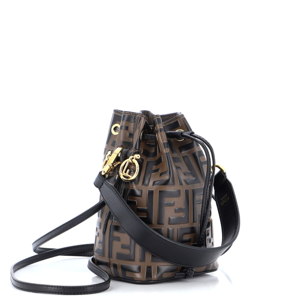 Mon Tresor Bucket Bag Zucca Embossed Leather Mini