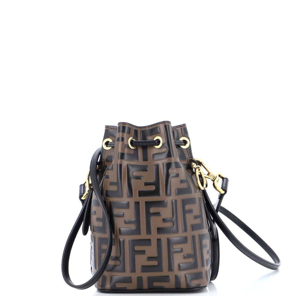 Mon Tresor Bucket Bag Zucca Embossed Leather Mini