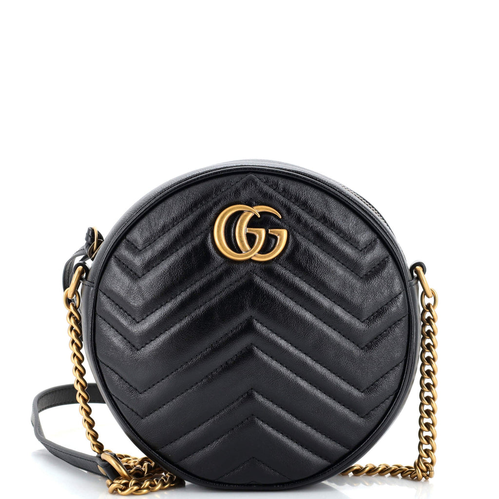 GG Marmont Round Shoulder Bag Matelasse Leather Mini