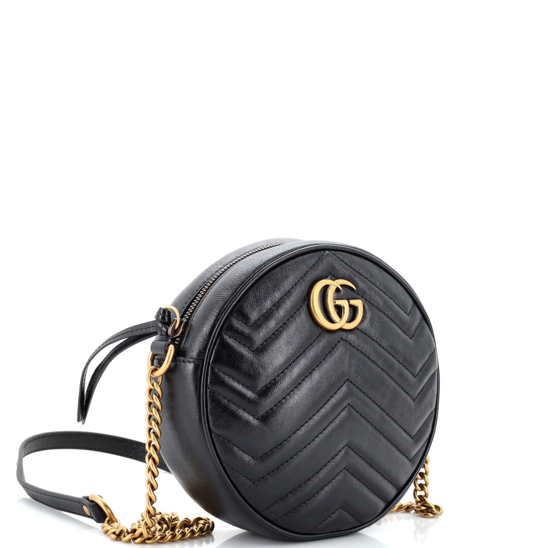 GG Marmont Round Shoulder Bag Matelasse Leather Mini