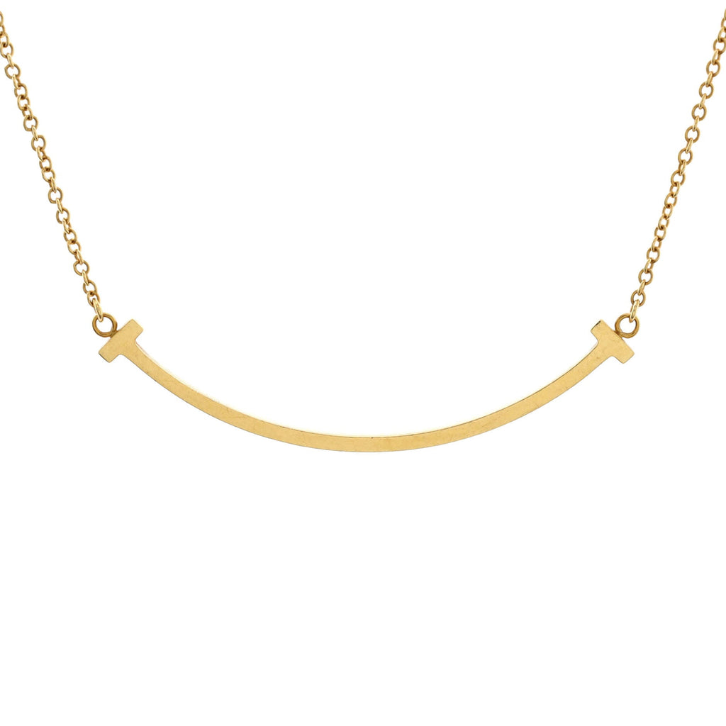 T Smile Pendant Necklace 18K Yellow Gold Small