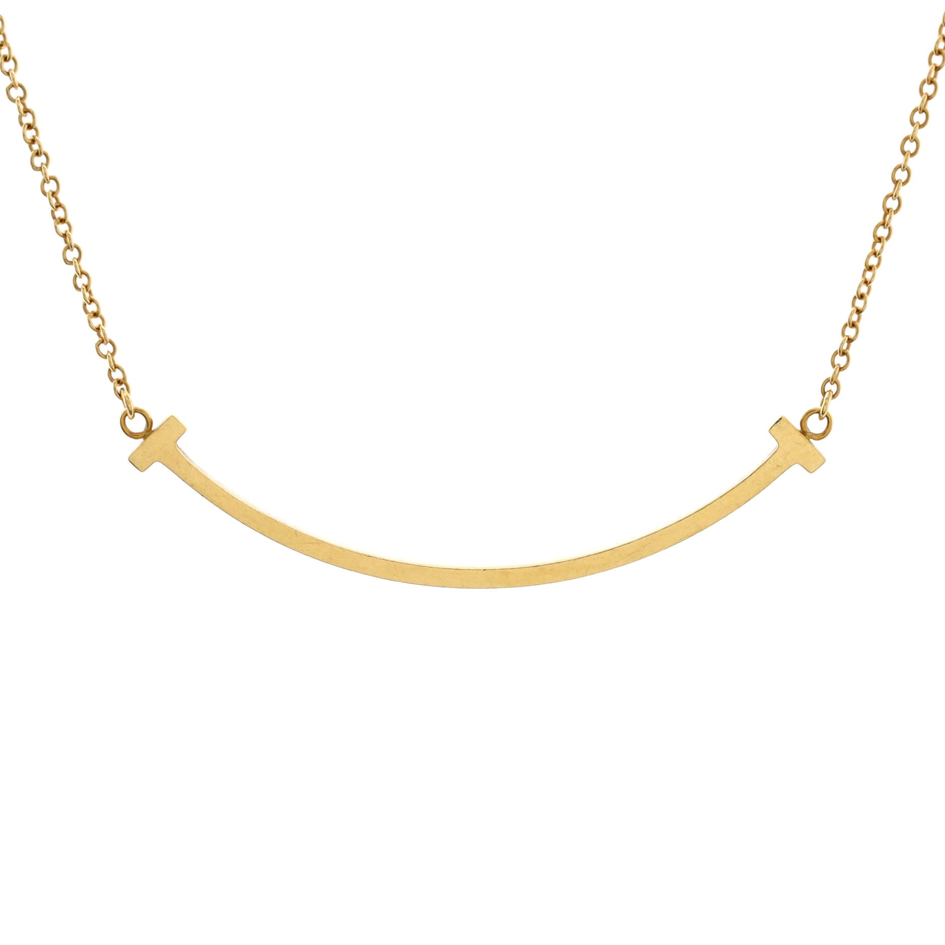 T Smile Pendant Necklace 18K Yellow Gold Small