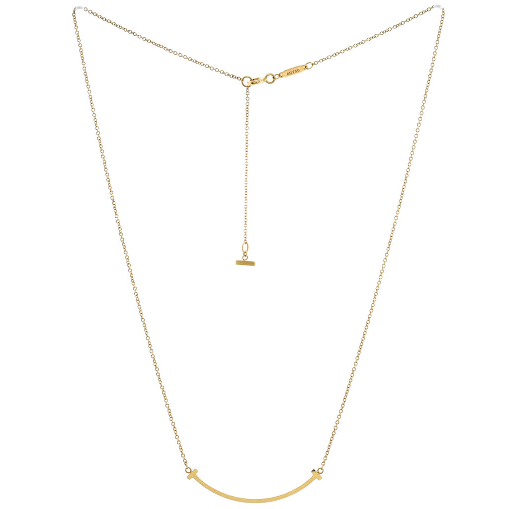 T Smile Pendant Necklace 18K Yellow Gold Small