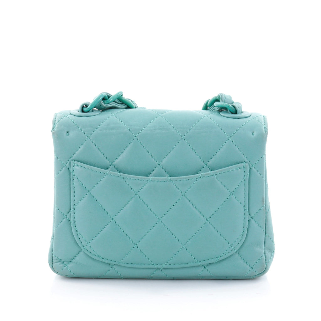 Square Resin Chain Flap Bag Quilted Lambskin Mini