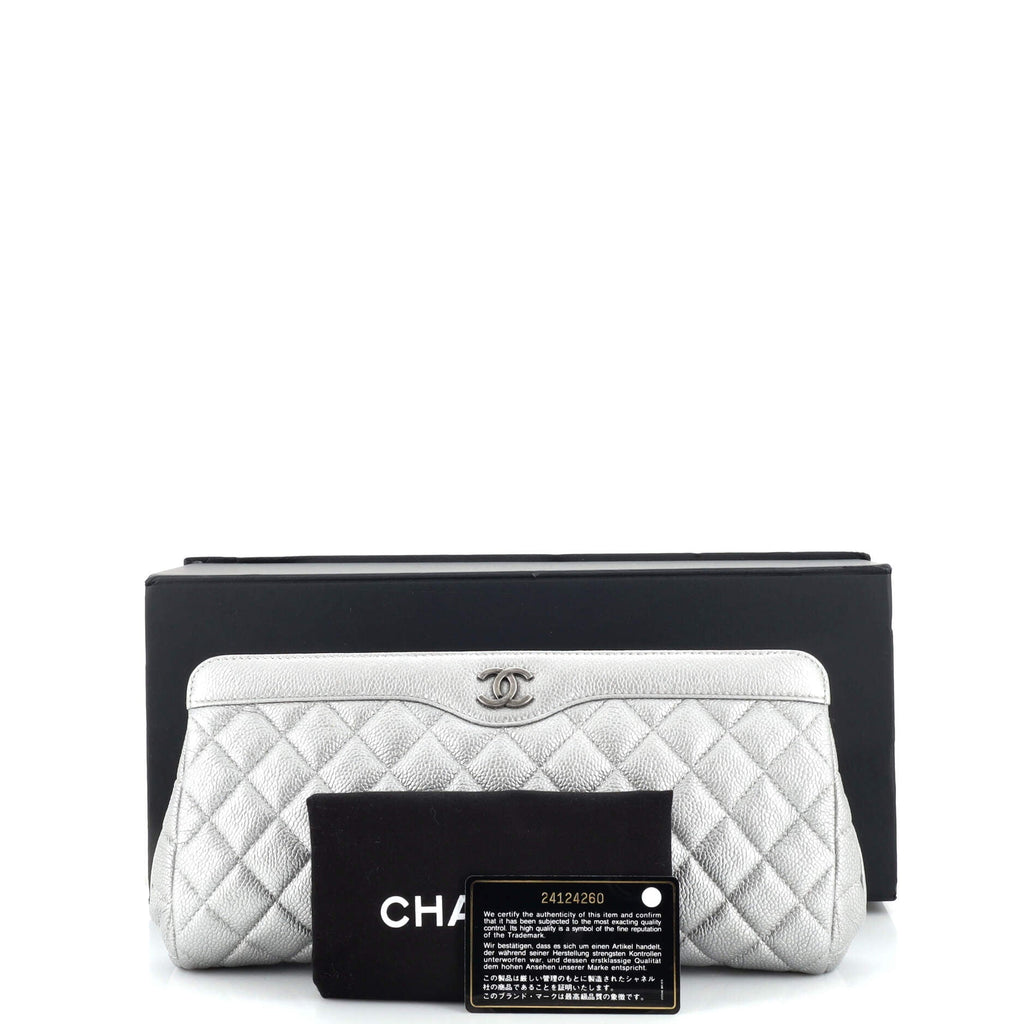CC Frame Clutch Quilted Caviar Large