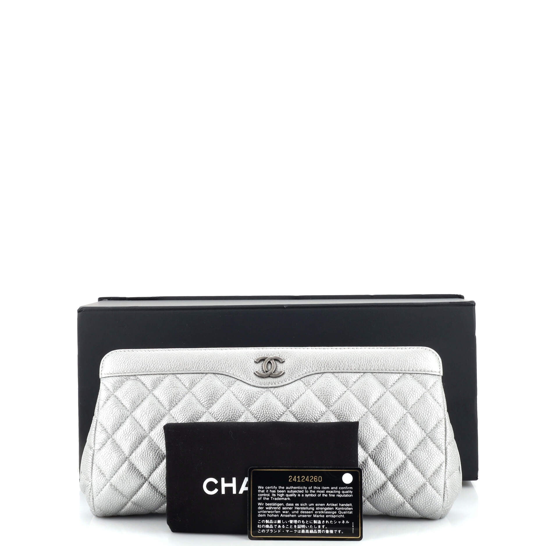 CC Frame Clutch Quilted Caviar Large