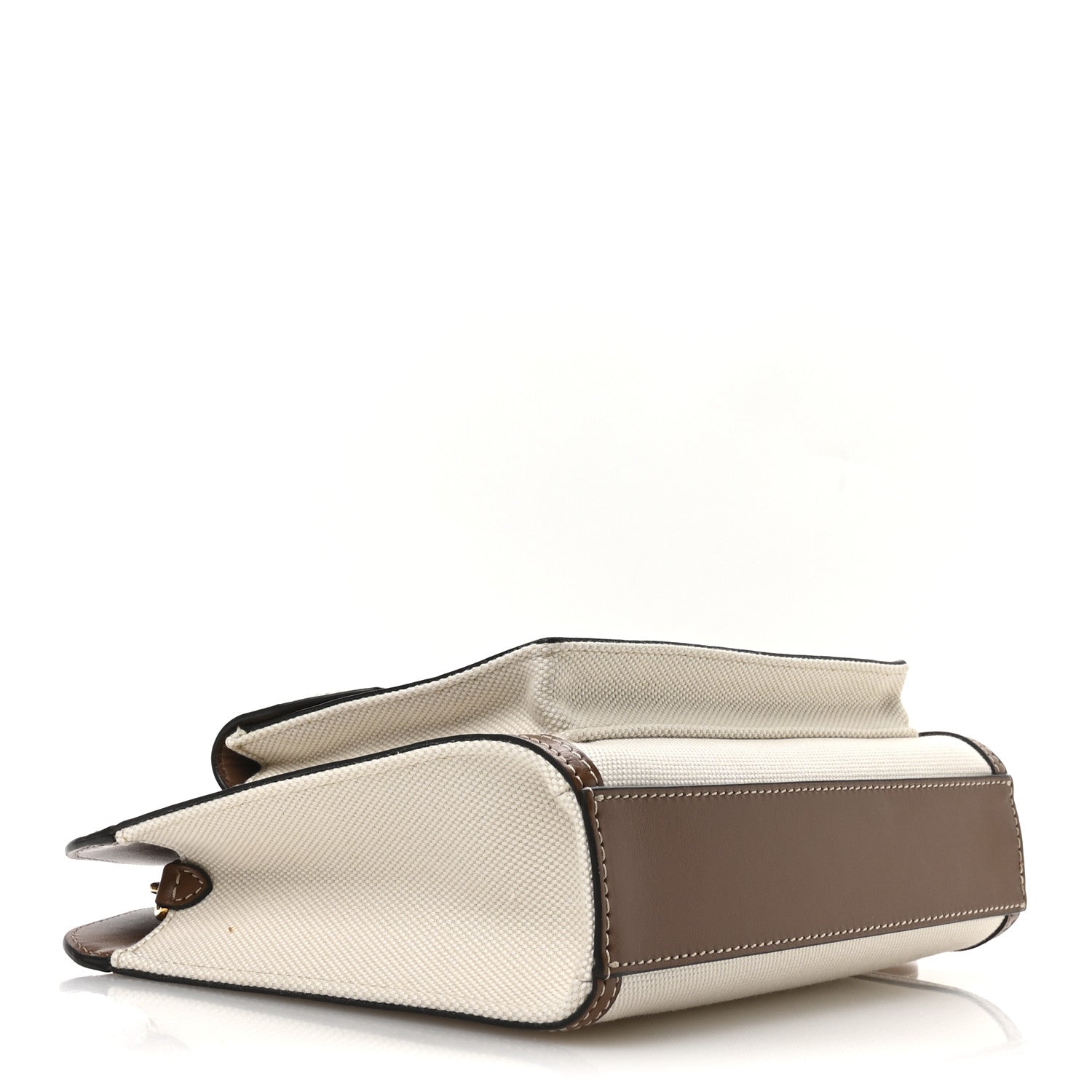 Canvas Smooth Calfskin Two Tone Mini Pocket Bag Natural Malt Brown