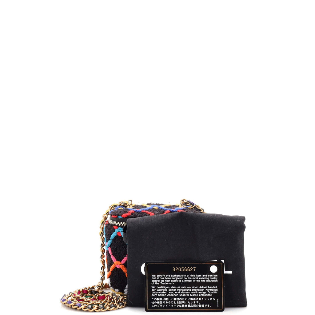 Pearl Crush Vanity Case with Chain Quilted Multicolor Tweed Mini