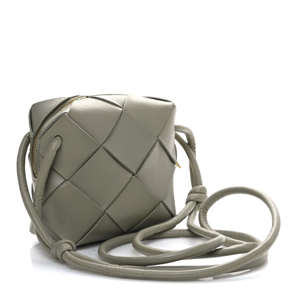 Lambskin Maxi Intrecciato Mini Cassette Camera Bag Travertine