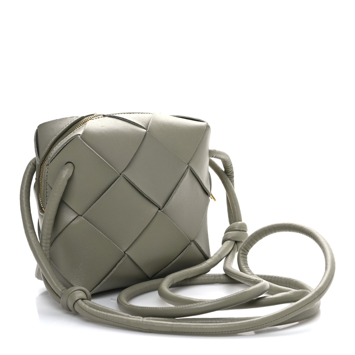 Lambskin Maxi Intrecciato Mini Cassette Camera Bag Travertine